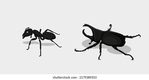 Bugs oder InsektenVektorgrafik, Ameisenvektor, Hornkäfer, Vektorgrafik