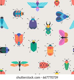 Bugs, insects, Butterfly, ladybug, beetle, swallowtail, dragonfly collection. Modern set of icons, symbols and illustrations