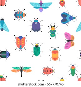 Bugs, insects, Butterfly, ladybug, beetle, swallowtail, dragonfly collection. Modern set of icons, symbols and illustrations