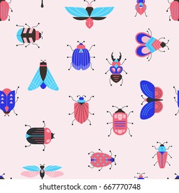 Bugs, insects, Butterfly, ladybug, beetle, swallowtail, dragonfly collection. Modern set of icons, symbols and illustrations