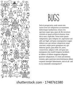 Bugs insects doodle isolated vector icons set