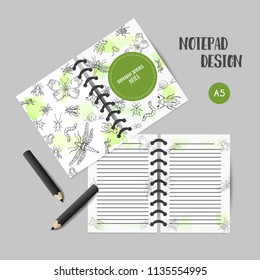 Bugs insects hand drawn notes Pest control organizer. Entomology printables. Cartoon illustration of pests and bug. Vector