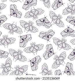 Bugs magic boho seamless vector flat graphic design illustration pattern