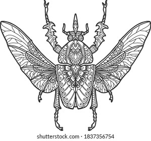 bugs mandala design for coloring book or t shirt design print