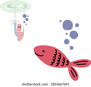 Bugs on the hook and red fish