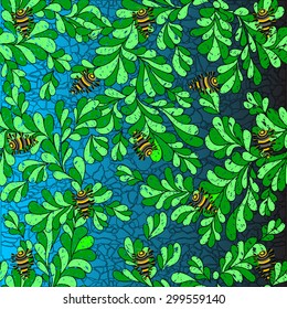 bugs on the leaves vector illustration background wallpaper