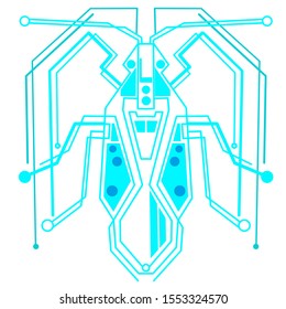 Bugs on simple glowing lineart