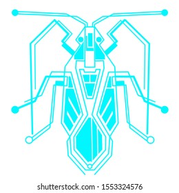 Bugs on simple glowing lineart
