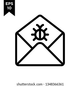 bugs open envelope email icon vector logo illustration design