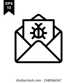 bugs open envelope email icon vector logo illustration design