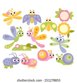Bugs in pastel colors.