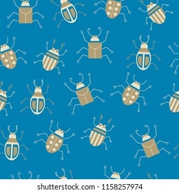 Bugs seamless pattern in vintage style. Vector illustration.Using as background, wall paper or textile fabric. 
