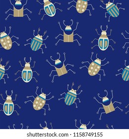 Bugs seamless pattern in vintage style. Vector illustration.Using as background, wall paper or textile fabric. 