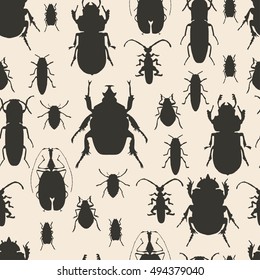 Bugs Silhouette Colorful Seamless Pattern Background Stock Vector ...