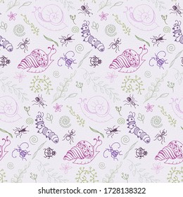Bugs simple doodle vector pattern