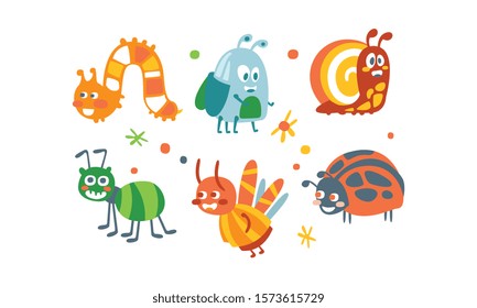 Bugs Vector Set. Funny Cartoon Insects Collection