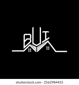 BUI Real State logo design, BUI simple and modern logo. BUI luxurious alphabet design  