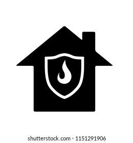 buiding with fire protection and shields icon