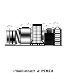 Buiding in glyph illustration, biggest commercial and financial country 