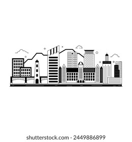 Buiding in glyph illustration, biggest commercial and financial country 