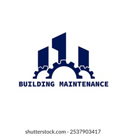 Buiding Maintenance logo iustration. Ilustration skyscraper and gear