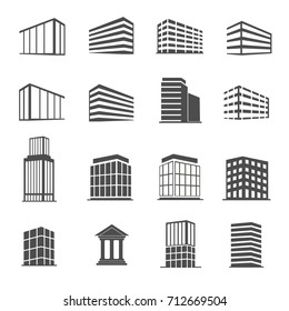 buidings icons set vector