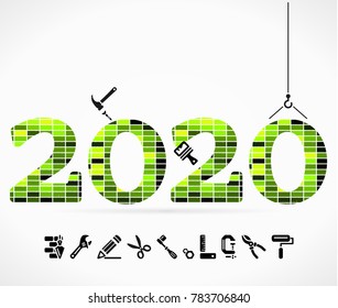 Build 2020 concept illustration with construction icons