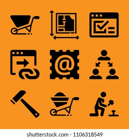 build, accessory, hands, lipstick, concept and family icon vector set. Flat vector design with filled icons. Designed for web and software interfaces