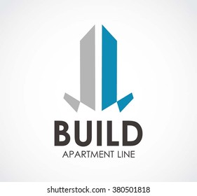 Build apartment of line abstract vector and logo design or template high property business icon of company identity symbol concept