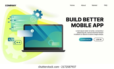 Build Better Mobile App. Landing Page for Website. Vector illustration