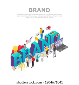 Build Brand Concept Background. Isometric Illustration Of Build Brand Concept Vector Background For Web Design