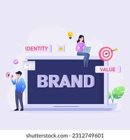 Build branding or brand awareness, marketing or advertising for company reputation. illustration vector concept.