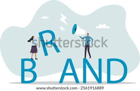 Build branding create brand awareness advertising, product or company value strategy, build reputation or identity for customer recognition concept,business concept.flat character.