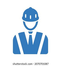 Build, builder, worker icon. Blue color design.