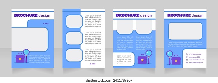 Build career in information technology blank brochure design. Template set with copy space for text. Premade corporate reports collection. Editable 4 paper pages. Nunito Light, Bold fonts used