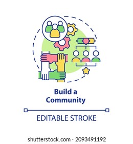 Build a community concept icon. Small business developing. Partnership and teamwork profit abstract idea thin line illustration. Vector isolated outline color drawing. Editable stroke