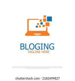 Build Computer logo template, Pixel Computer Technology logo designs vector. unique technology logo. modern futuristic vector symbol. blogging network , laptop tech vector.