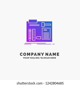 Build, construct, diy, engineer, workshop Purple Business Logo Template. Place for Tagline.