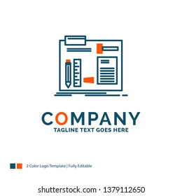 Build, construct, diy, engineer, workshop Logo Design. Blue and Orange Brand Name Design. Place for Tagline. Business Logo template.