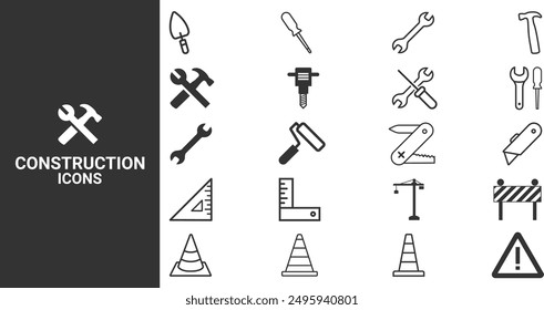 Build and construction icon element, architecture construction tools icons set