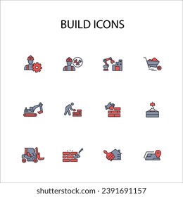 Build and construction icon set.vector.Editable stroke.linear style sign for use web design,logo.Symbol illustration.