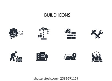 Build und Bau-Symbol set.vector.Editable stroke.linear style sign for use web design,logo.Symbol-Illustration.