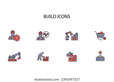 Build and construction icon set.vector.Editable stroke.linear style sign for use web design,logo.Symbol illustration.