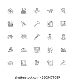 Build and construction stroke icon set.