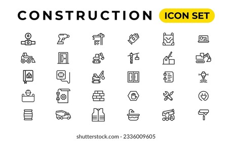 Build and construction thin line icons vector 