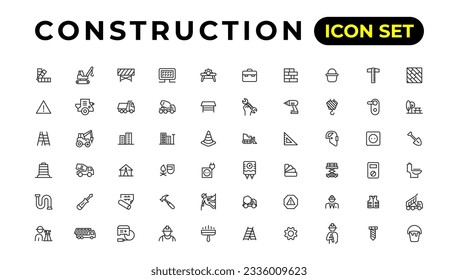 Build and construction thin line icons vector 