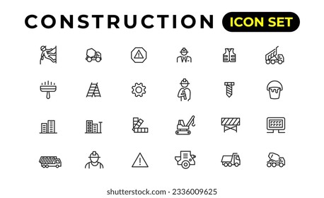 Build and construction thin line icons vector 