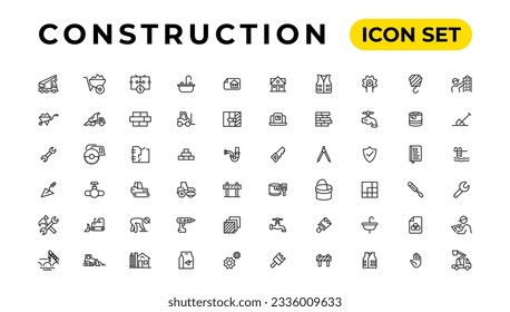 Construir y construir iconos de línea delgada vectorial 