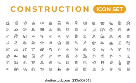 Build and construction thin line icons vector 