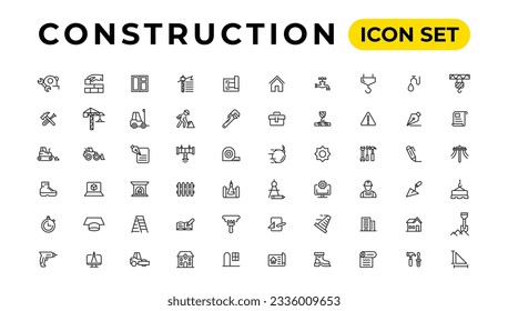 Construir y construir iconos de línea delgada vectorial 
